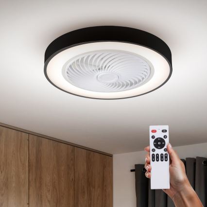 Brilagi - Dimmable LED ceiling light with fan LED/30W/230V 3000-6500K Ø 50 cm black + remote control