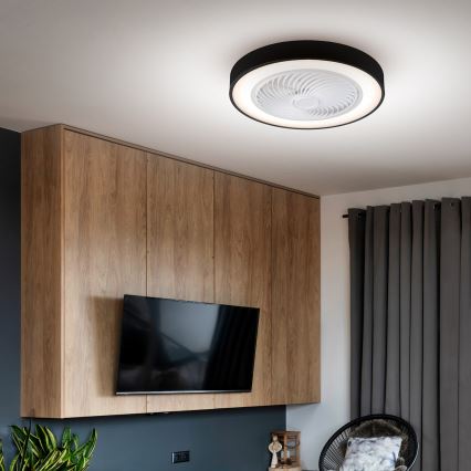 Brilagi - Dimmable LED ceiling light with fan LED/30W/230V 3000-6500K Ø 50 cm black + remote control