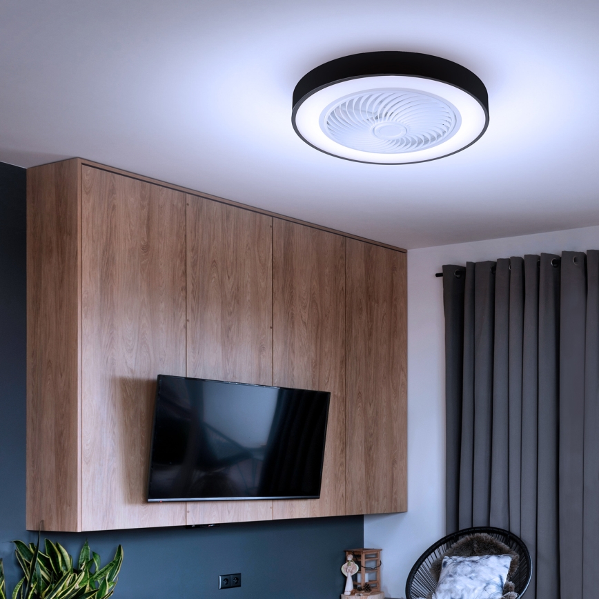 Brilagi - Dimmable LED ceiling light with fan LED/30W/230V 3000-6500K Ø 50 cm black + remote control