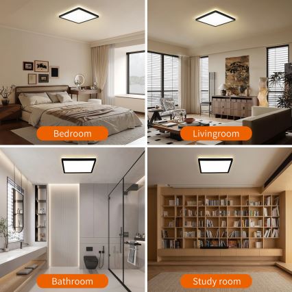 Brilagi - LED Dimmable light with a motion and dusk sensor ULTRA SLIM LED/18W/230V 30x30 cm + remote control