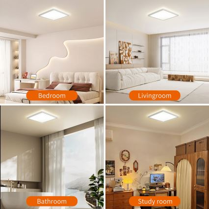 Brilagi - LED Dimmable light with a motion and dusk sensor ULTRA SLIM LED/18W/230V 30x30 cm + remote control