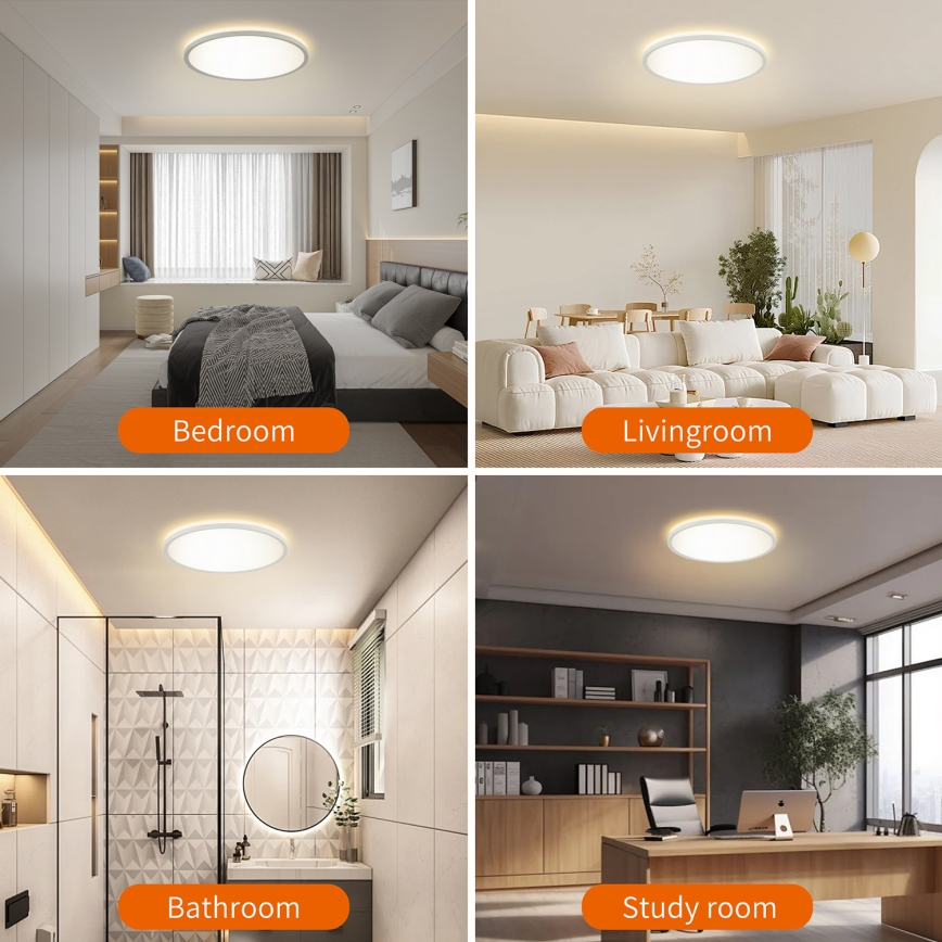 Brilagi - LED Dimmable light with a motion and dusk sensor ULTRA SLIM LED/24W/230V d. 42 cm + remote control
