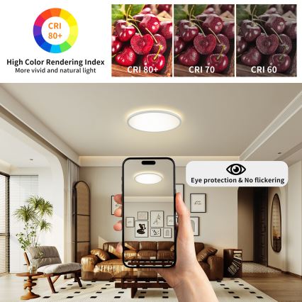 Brilagi - LED Dimmable light with a motion and dusk sensor ULTRA SLIM LED/24W/230V d. 42 cm + remote control