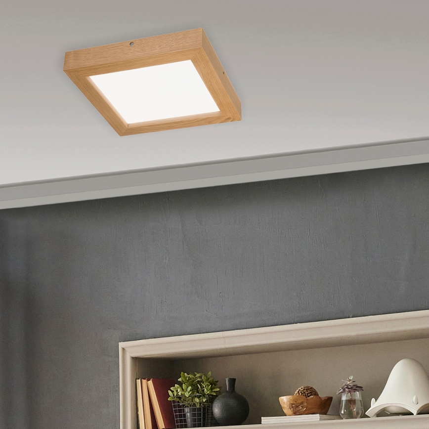 Brilagi - LED Dimmable bathroom ceiling light WOODY FRAME LED/24W/230V oak 30x30 cm 3000-6000K IP44 + remote control