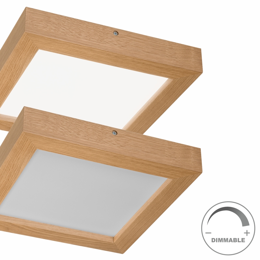 Brilagi - LED Dimmable bathroom ceiling light WOODY FRAME LED/24W/230V oak 30x30 cm 3000-6000K IP44 + remote control