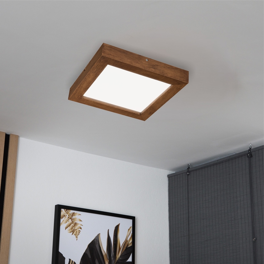 Brilagi - LED Dimmable bathroom ceiling light WOODY FRAME LED/24W/230V oak cherry 30x30 cm 3000-6000K IP44 + remote control