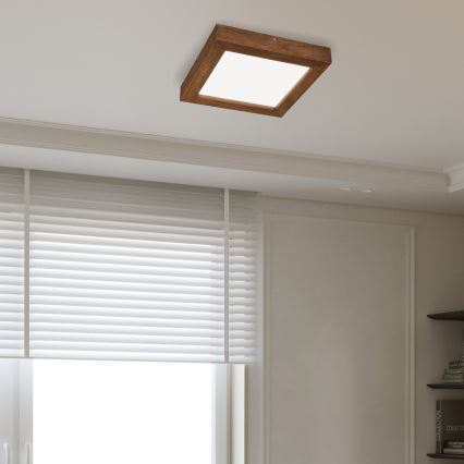 Brilagi - LED Dimmable bathroom ceiling light WOODY FRAME LED/24W/230V oak cherry 30x30 cm 3000-6000K IP44 + remote control