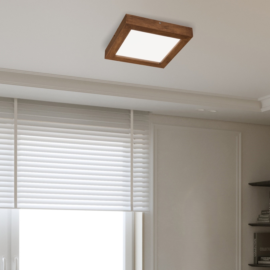Brilagi - LED Dimmable bathroom ceiling light WOODY FRAME LED/24W/230V oak cherry 30x30 cm 3000-6000K IP44 + remote control
