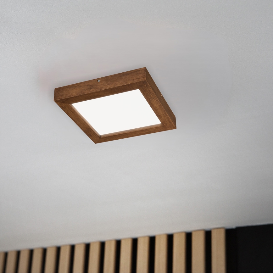 Brilagi - LED Dimmable bathroom ceiling light WOODY FRAME LED/24W/230V oak cherry 30x30 cm 3000-6000K IP44 + remote control