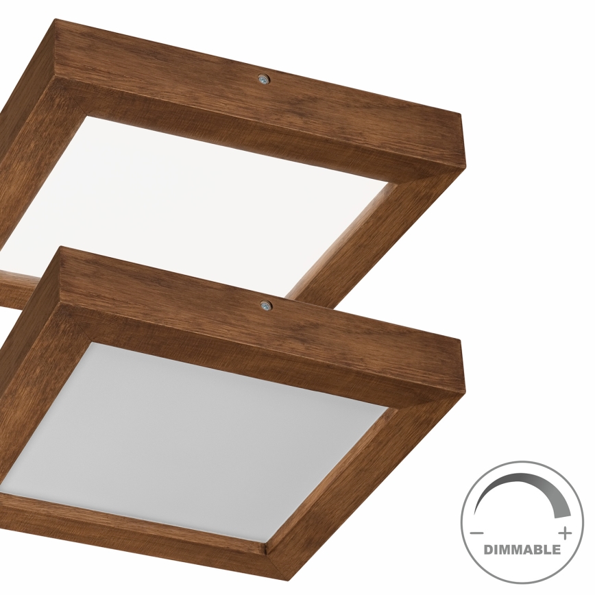 Brilagi - LED Dimmable bathroom ceiling light WOODY FRAME LED/24W/230V oak cherry 30x30 cm 3000-6000K IP44 + remote control