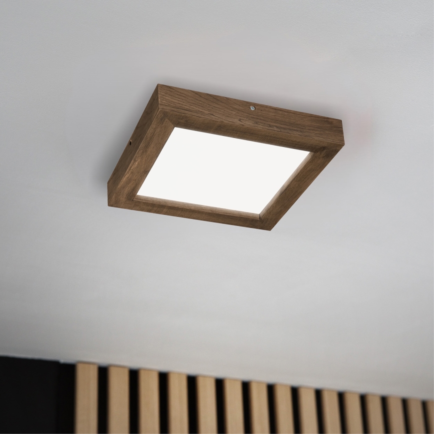 Brilagi - LED Dimmable bathroom ceiling light WOODY FRAME LED/24W/230V oak walnut 30x30 cm 3000-6000K IP44 + remote control