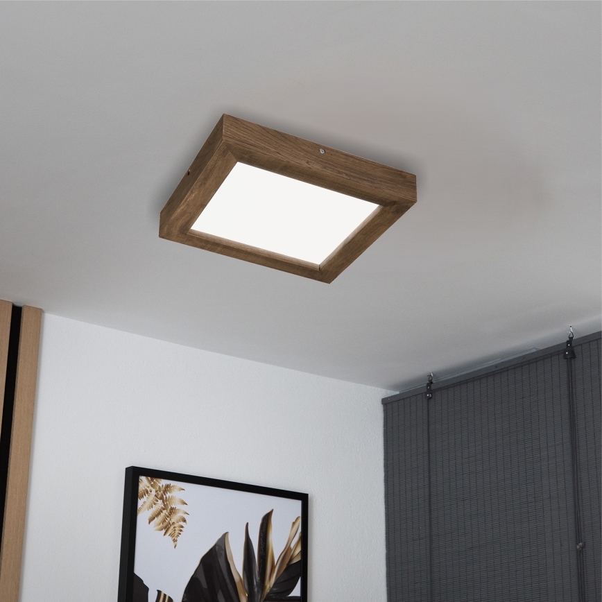 Brilagi - LED Dimmable bathroom ceiling light WOODY FRAME LED/24W/230V oak walnut 30x30 cm 3000-6000K IP44 + remote control
