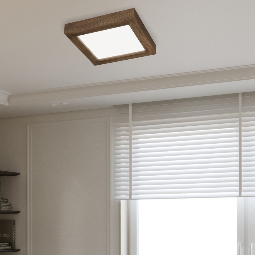 Brilagi - LED Dimmable bathroom ceiling light WOODY FRAME LED/24W/230V oak walnut 30x30 cm 3000-6000K IP44 + remote control