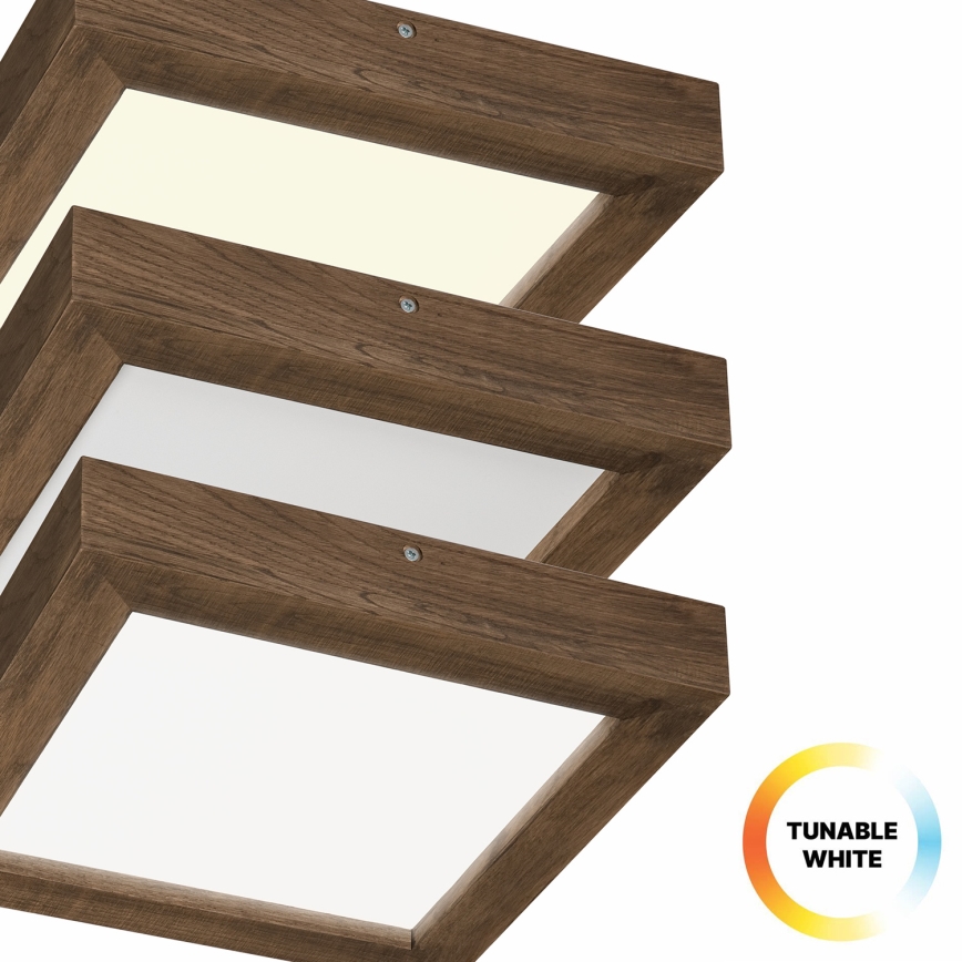 Brilagi - LED Dimmable bathroom ceiling light WOODY FRAME LED/24W/230V oak walnut 30x30 cm 3000-6000K IP44 + remote control