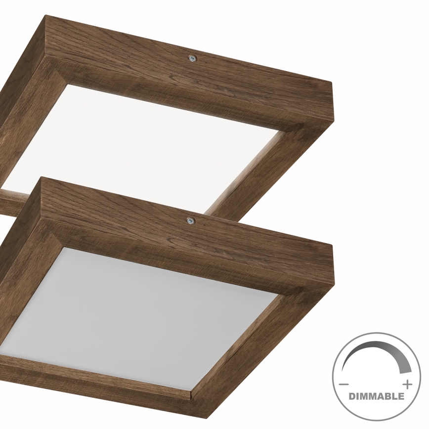 Brilagi - LED Dimmable bathroom ceiling light WOODY FRAME LED/24W/230V oak walnut 30x30 cm 3000-6000K IP44 + remote control
