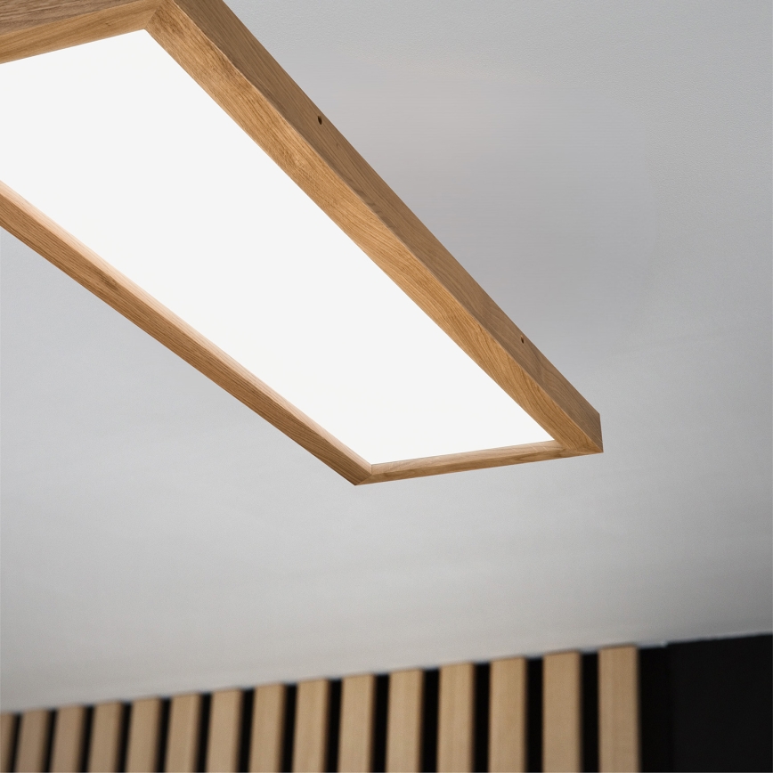 Brilagi - LED Dimmable bathroom ceiling light WOODY FRAME LED/50W/230V oak 120x30 cm 3000-6000K IP44 + remote control