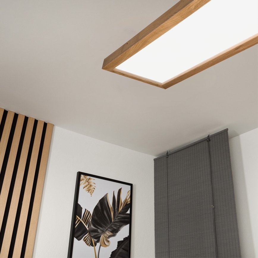 Brilagi - LED Dimmable bathroom ceiling light WOODY FRAME LED/50W/230V oak 120x30 cm 3000-6000K IP44 + remote control
