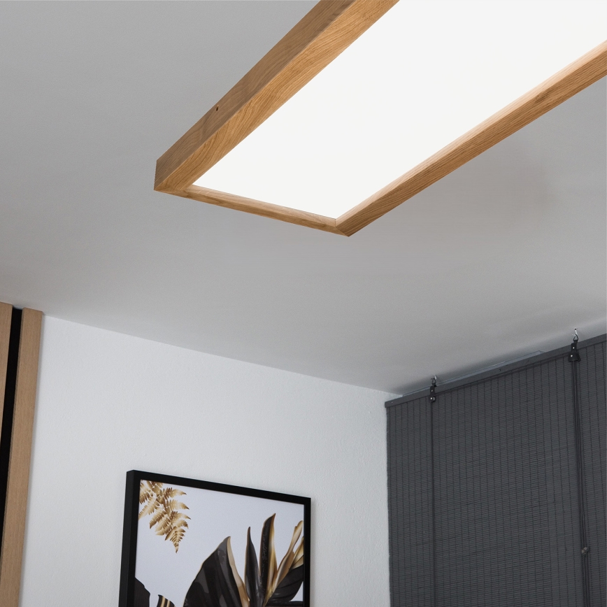 Brilagi - LED Dimmable bathroom ceiling light WOODY FRAME LED/50W/230V oak 120x30 cm 3000-6000K IP44 + remote control