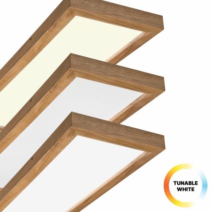 Brilagi - LED Dimmable bathroom ceiling light WOODY FRAME LED/50W/230V oak 120x30 cm 3000-6000K IP44 + remote control