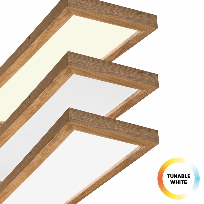 Brilagi - LED Dimmable bathroom ceiling light WOODY FRAME LED/50W/230V oak 120x30 cm 3000-6000K IP44 + remote control