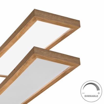 Brilagi - LED Dimmable bathroom ceiling light WOODY FRAME LED/50W/230V oak 120x30 cm 3000-6000K IP44 + remote control