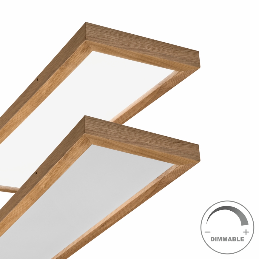 Brilagi - LED Dimmable bathroom ceiling light WOODY FRAME LED/50W/230V oak 120x30 cm 3000-6000K IP44 + remote control