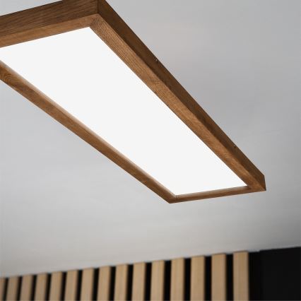 Brilagi - LED Dimmable bathroom ceiling light WOODY FRAME LED/50W/230V oak cherry 120x30 cm 3000-6000K IP44 + remote control