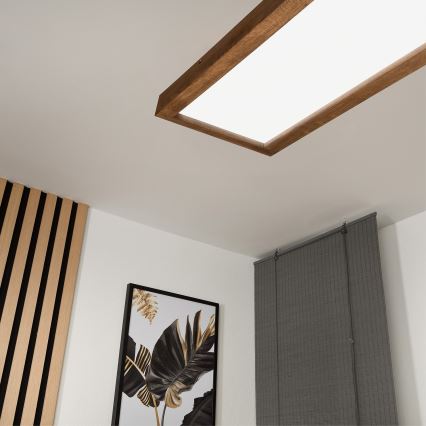 Brilagi - LED Dimmable bathroom ceiling light WOODY FRAME LED/50W/230V oak cherry 120x30 cm 3000-6000K IP44 + remote control