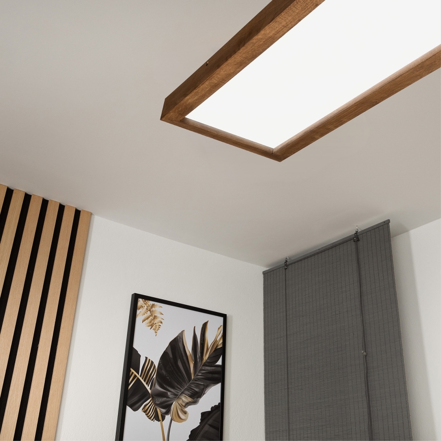 Brilagi - LED Dimmable bathroom ceiling light WOODY FRAME LED/50W/230V oak cherry 120x30 cm 3000-6000K IP44 + remote control