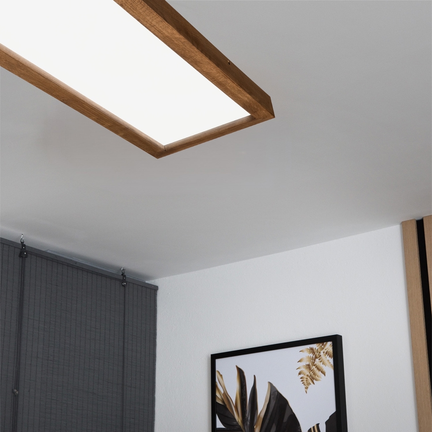Brilagi - LED Dimmable bathroom ceiling light WOODY FRAME LED/50W/230V oak cherry 120x30 cm 3000-6000K IP44 + remote control