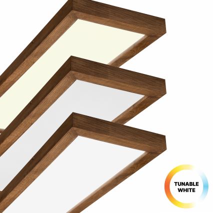 Brilagi - LED Dimmable bathroom ceiling light WOODY FRAME LED/50W/230V oak cherry 120x30 cm 3000-6000K IP44 + remote control