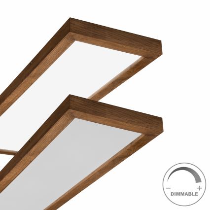 Brilagi - LED Dimmable bathroom ceiling light WOODY FRAME LED/50W/230V oak cherry 120x30 cm 3000-6000K IP44 + remote control
