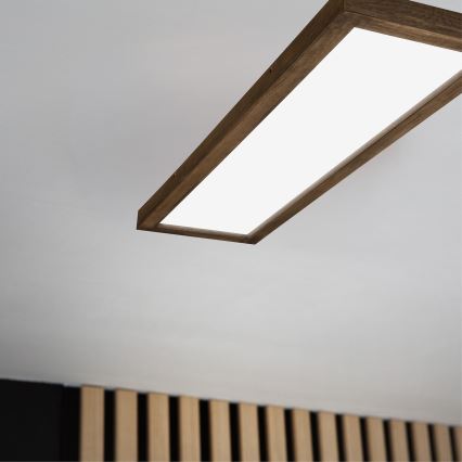 Brilagi - LED Dimmable bathroom ceiling light WOODY FRAME LED/50W/230V oak walnut 120x30 cm 3000-6000K IP44 + remote control