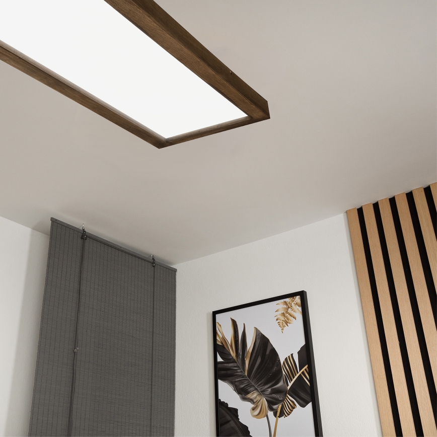 Brilagi - LED Dimmable bathroom ceiling light WOODY FRAME LED/50W/230V oak walnut 120x30 cm 3000-6000K IP44 + remote control