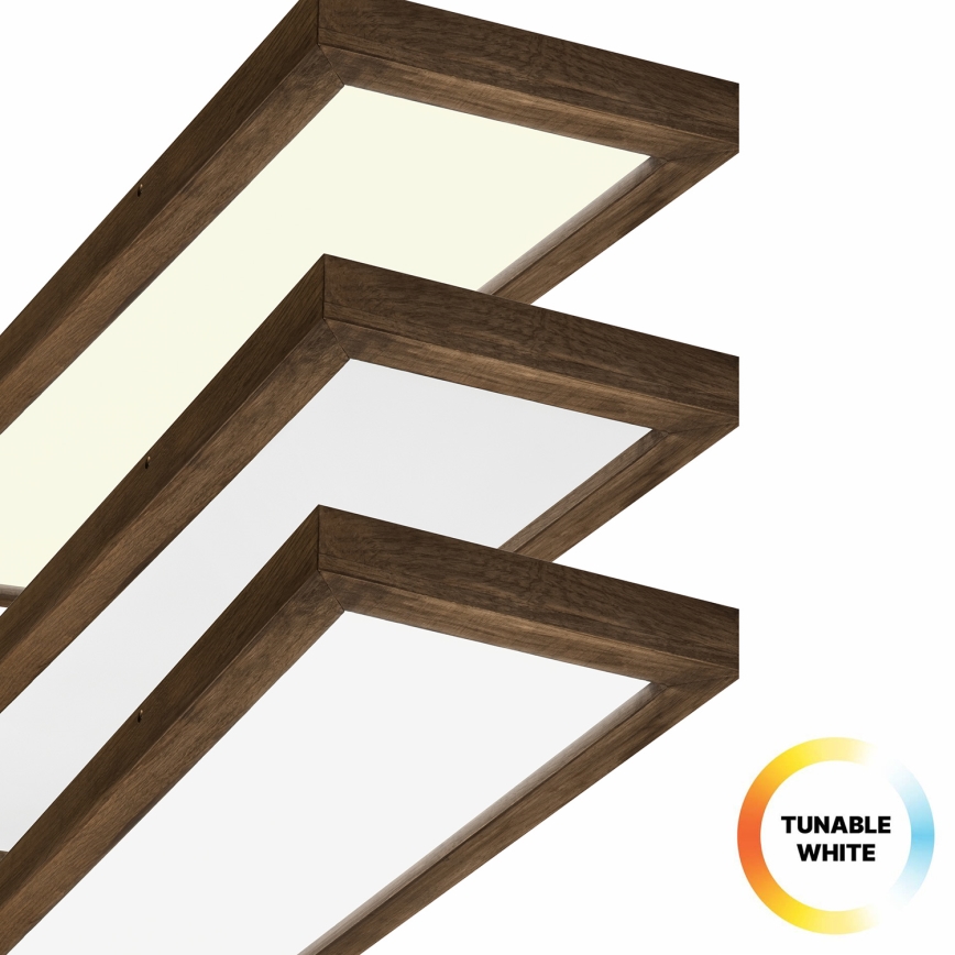 Brilagi - LED Dimmable bathroom ceiling light WOODY FRAME LED/50W/230V oak walnut 120x30 cm 3000-6000K IP44 + remote control