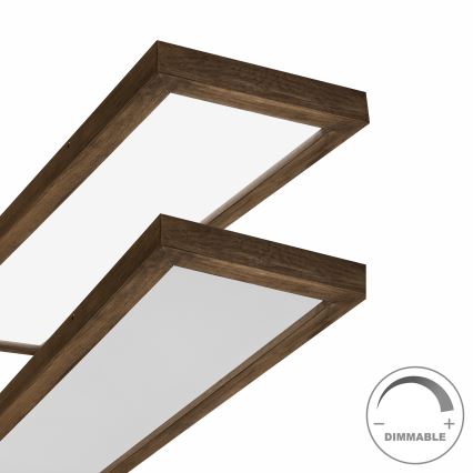Brilagi - LED Dimmable bathroom ceiling light WOODY FRAME LED/50W/230V oak walnut 120x30 cm 3000-6000K IP44 + remote control