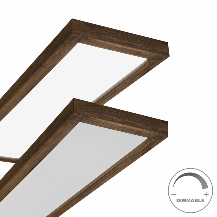 Brilagi - LED Dimmable bathroom ceiling light WOODY FRAME LED/50W/230V oak walnut 120x30 cm 3000-6000K IP44 + remote control