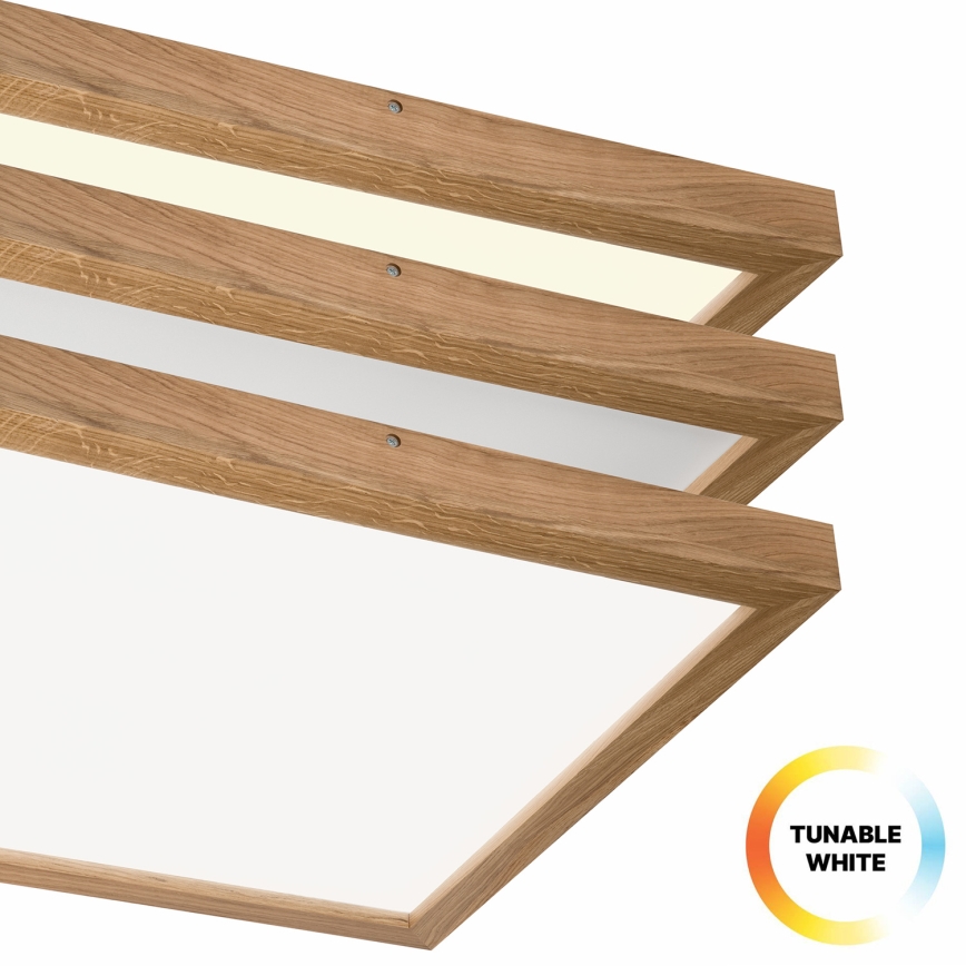 Brilagi - LED Dimmable bathroom ceiling light WOODY FRAME LED/50W/230V oak 60x60 cm 3000-6000K IP44 + remote control