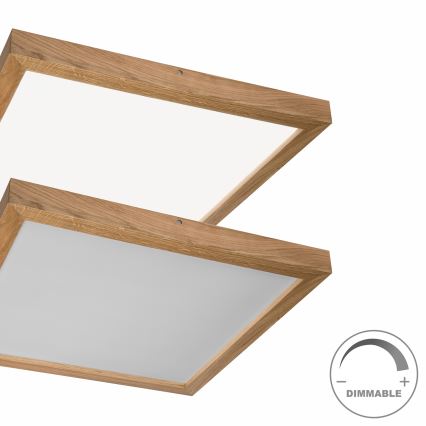 Brilagi - LED Dimmable bathroom ceiling light WOODY FRAME LED/50W/230V oak 60x60 cm 3000-6000K IP44 + remote control