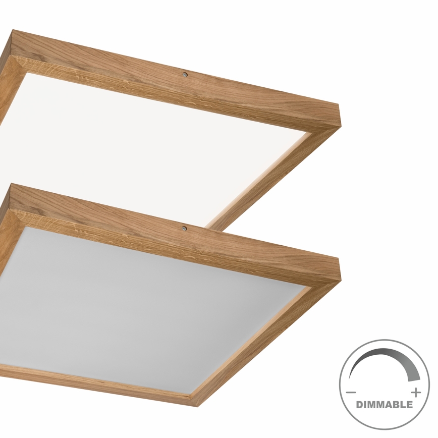Brilagi - LED Dimmable bathroom ceiling light WOODY FRAME LED/50W/230V oak 60x60 cm 3000-6000K IP44 + remote control