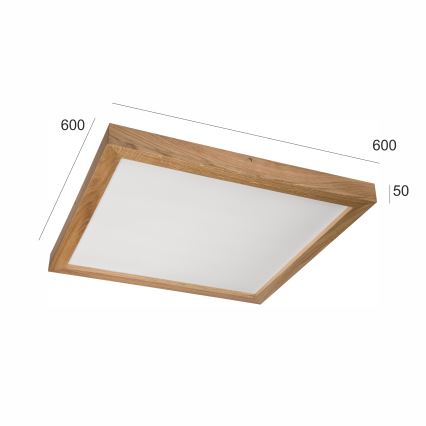 Brilagi - LED Dimmable bathroom ceiling light WOODY FRAME LED/50W/230V oak 60x60 cm 3000-6000K IP44 + remote control