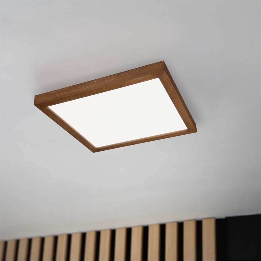 Brilagi - LED Dimmable bathroom ceiling light WOODY FRAME LED/50W/230V oak cherry 60x60 cm 3000-6000K IP44 + remote control