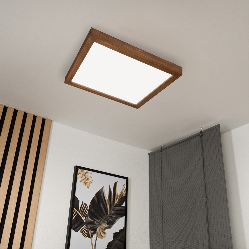Brilagi - LED Dimmable bathroom ceiling light WOODY FRAME LED/50W/230V oak cherry 60x60 cm 3000-6000K IP44 + remote control