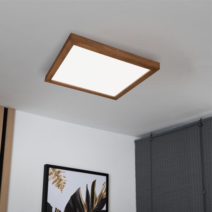 Brilagi - LED Dimmable bathroom ceiling light WOODY FRAME LED/50W/230V oak cherry 60x60 cm 3000-6000K IP44 + remote control