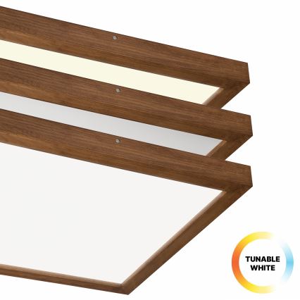Brilagi - LED Dimmable bathroom ceiling light WOODY FRAME LED/50W/230V oak cherry 60x60 cm 3000-6000K IP44 + remote control