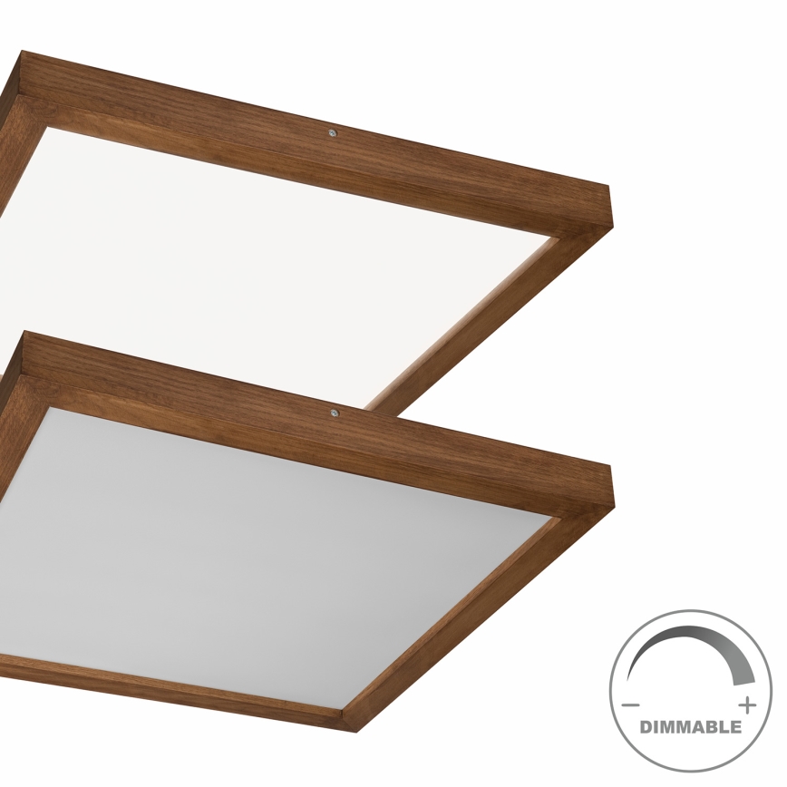 Brilagi - LED Dimmable bathroom ceiling light WOODY FRAME LED/50W/230V oak cherry 60x60 cm 3000-6000K IP44 + remote control