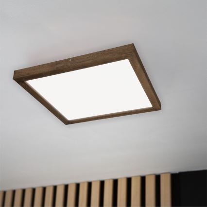 Brilagi - LED Dimmable bathroom ceiling light WOODY FRAME LED/50W/230V oak walnut 60x60 cm 3000-6000K IP44 + remote control