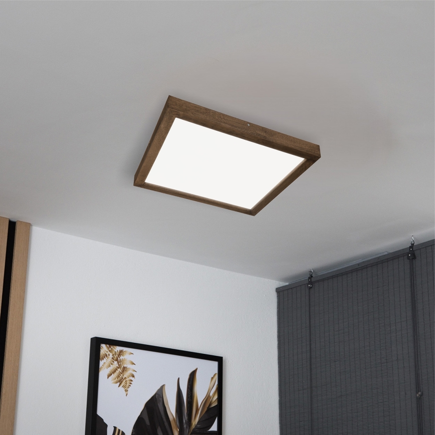 Brilagi - LED Dimmable bathroom ceiling light WOODY FRAME LED/50W/230V oak walnut 60x60 cm 3000-6000K IP44 + remote control
