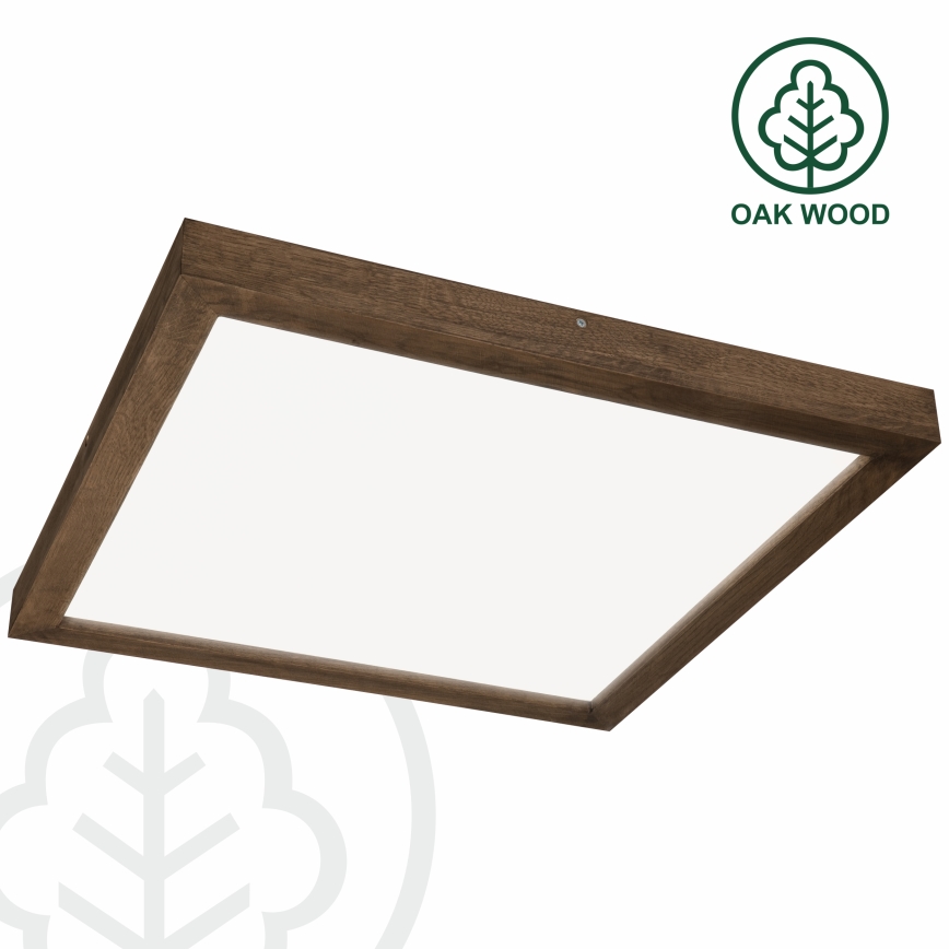 Brilagi - LED Dimmable bathroom ceiling light WOODY FRAME LED/50W/230V oak walnut 60x60 cm 3000-6000K IP44 + remote control