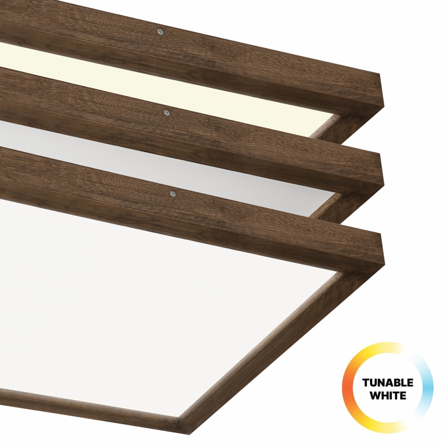 Brilagi - LED Dimmable bathroom ceiling light WOODY FRAME LED/50W/230V oak walnut 60x60 cm 3000-6000K IP44 + remote control